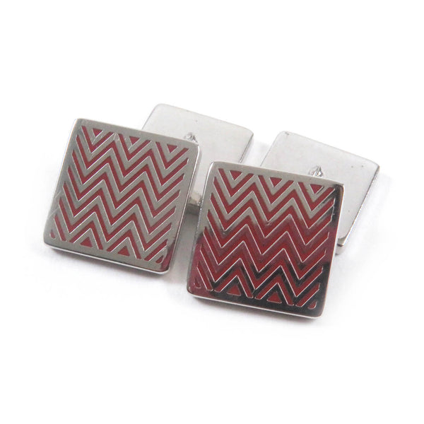 HERMES Chevron Stripe Square Cufflinks