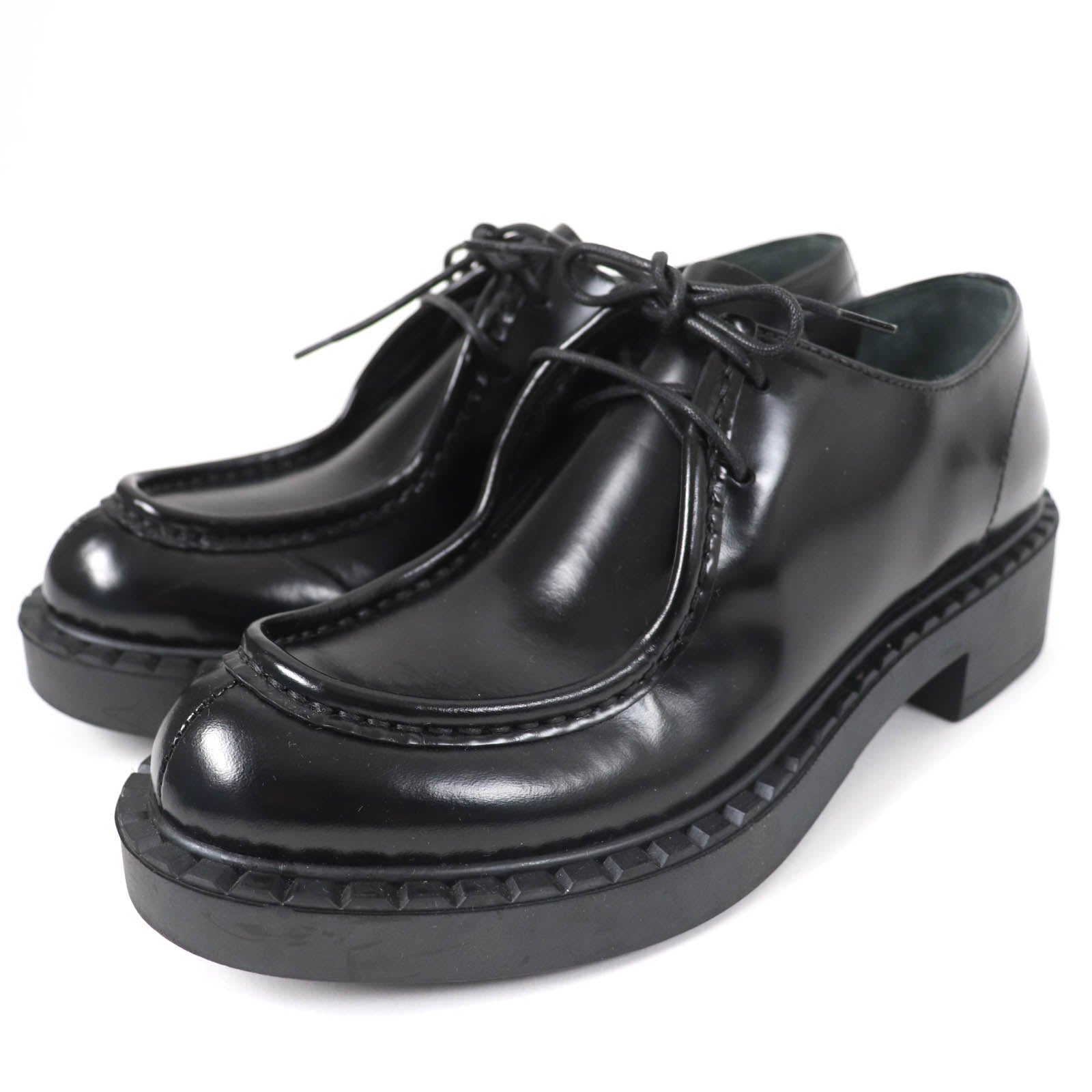 Prada Brushed Leather Lace Up Shoes