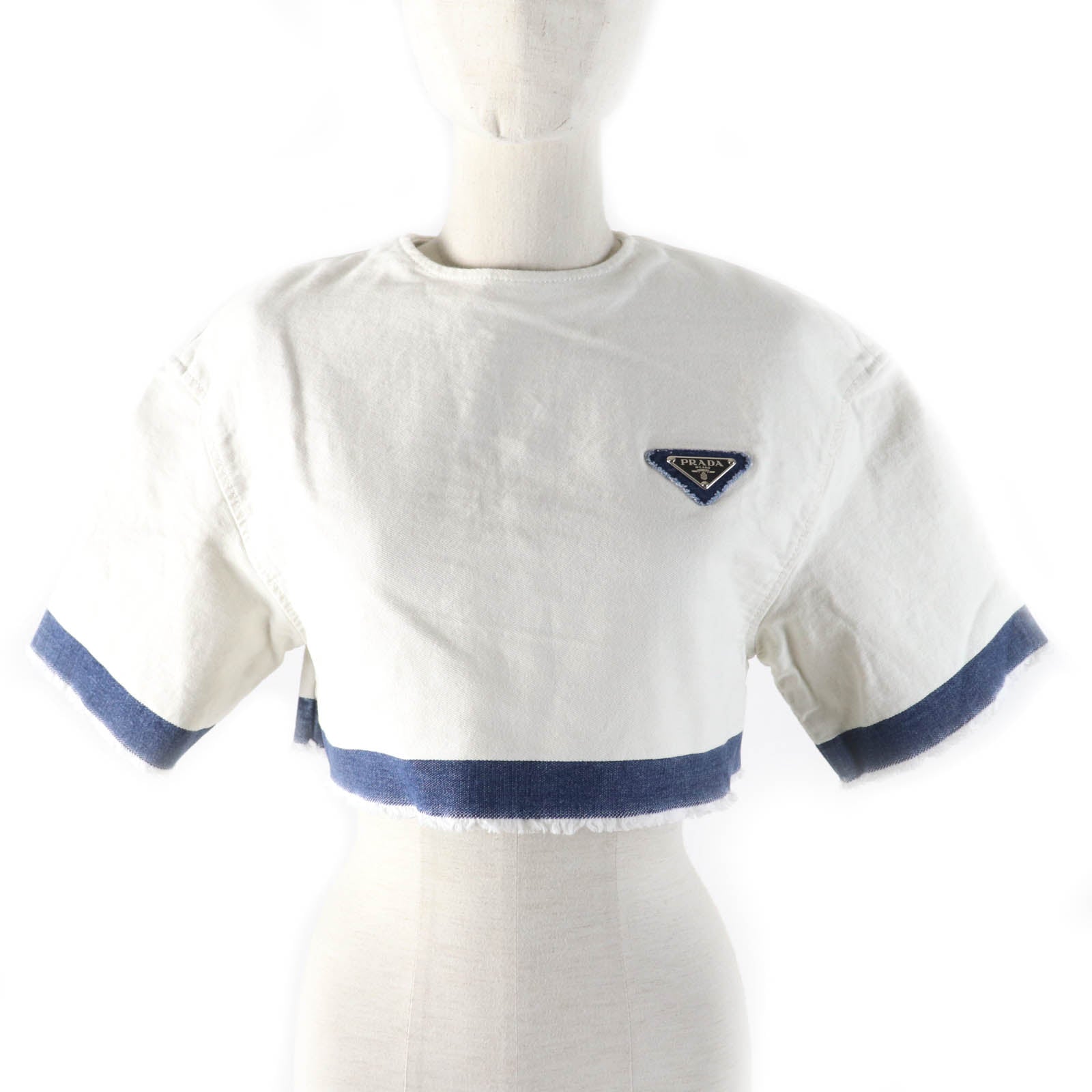 Prada Logo Cropped Denim Top GFT012