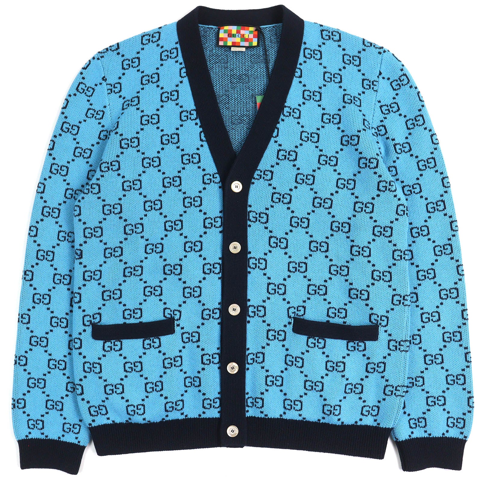 Gucci GG Pattern Wool Cotton Knit Cardigan