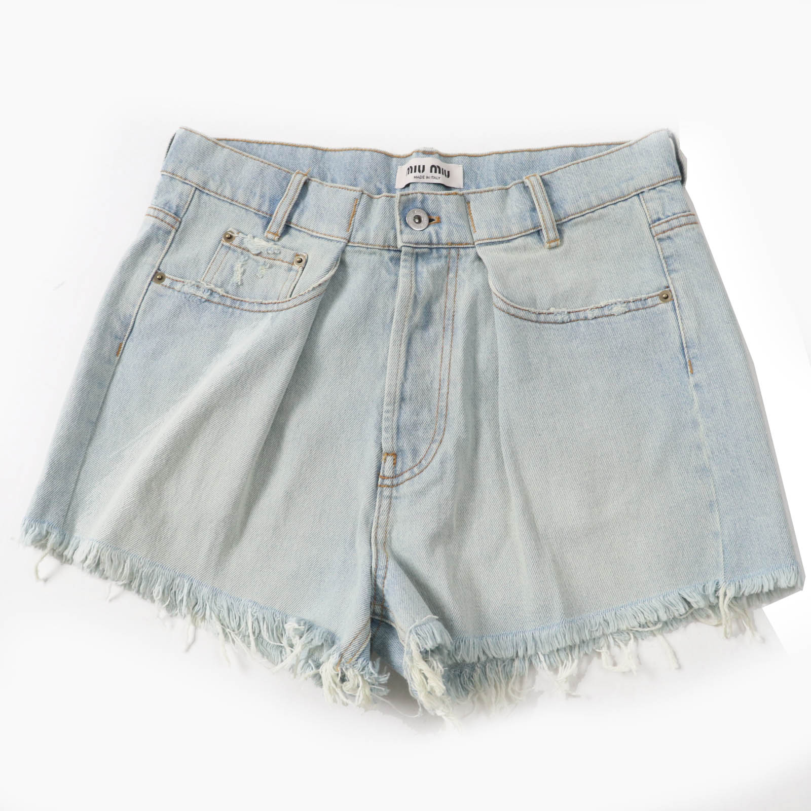 Miu Miu Logo Cutoff Shorts Cotton Polyester Shorts