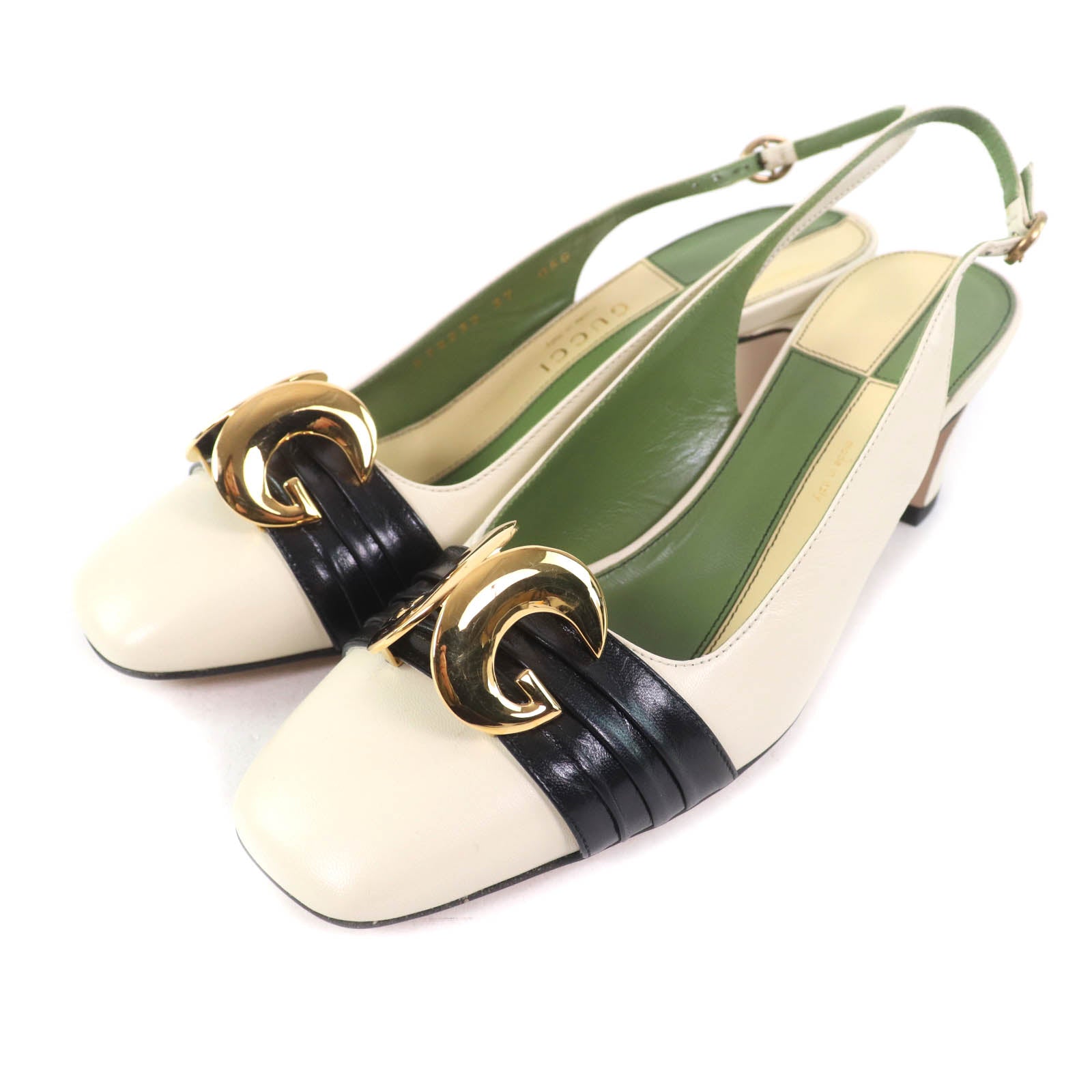 Gucci Half Moon GG Backstrap Leather Pumps