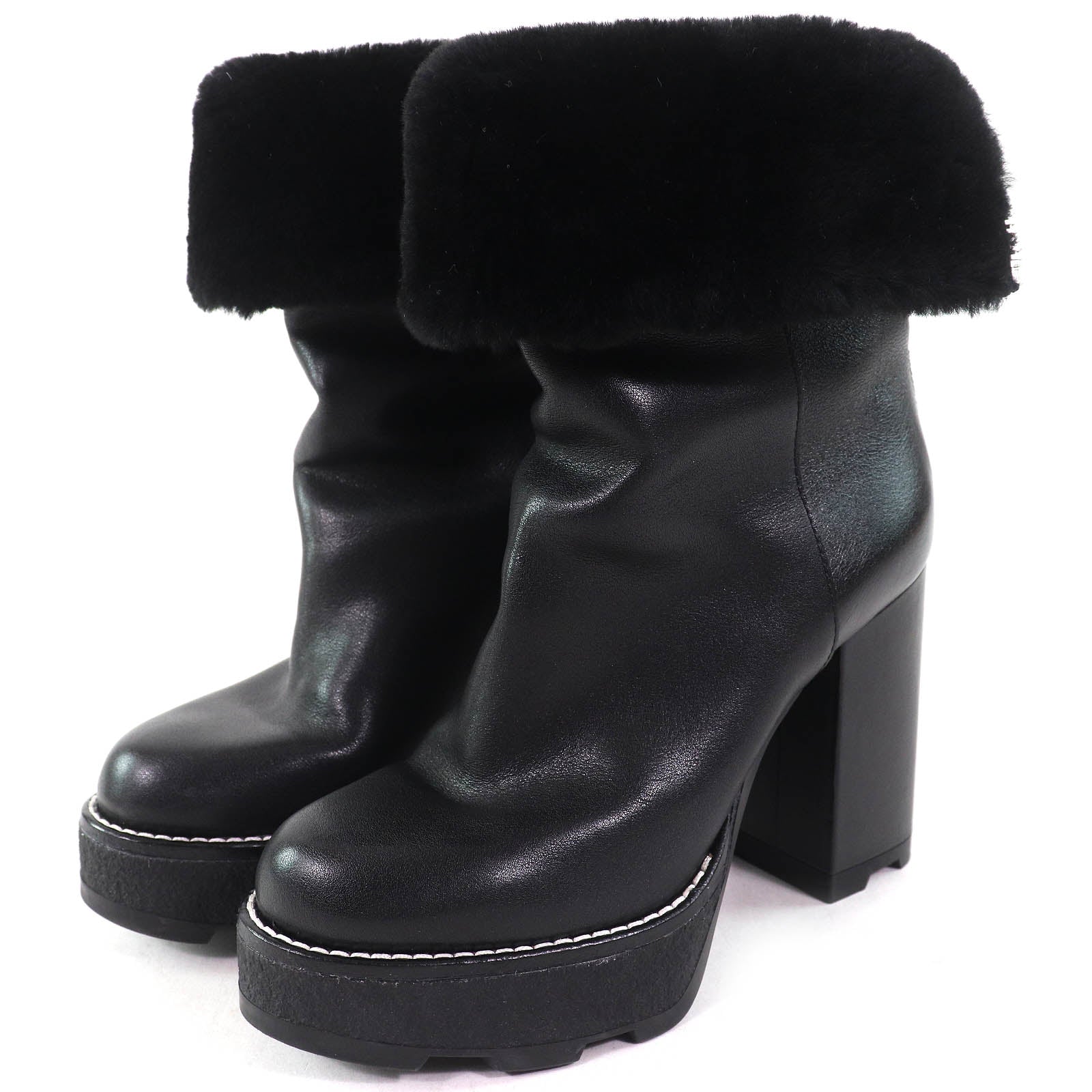 Louis Vuitton LV logo Metal Shearling Boots