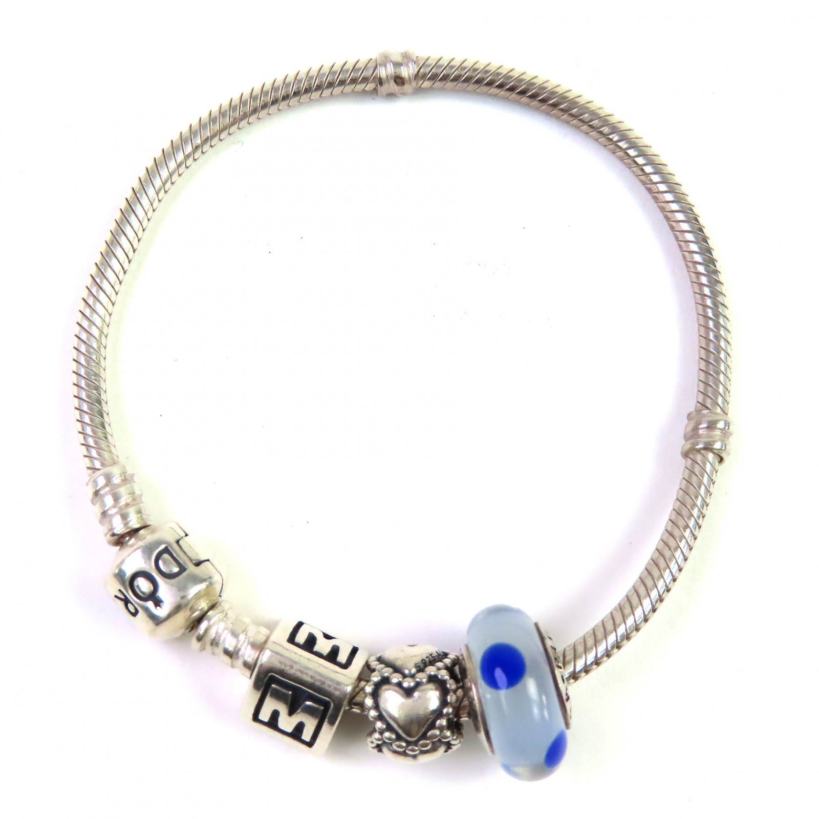 PANDORA Heart motif dot color stone Silver Bracelet