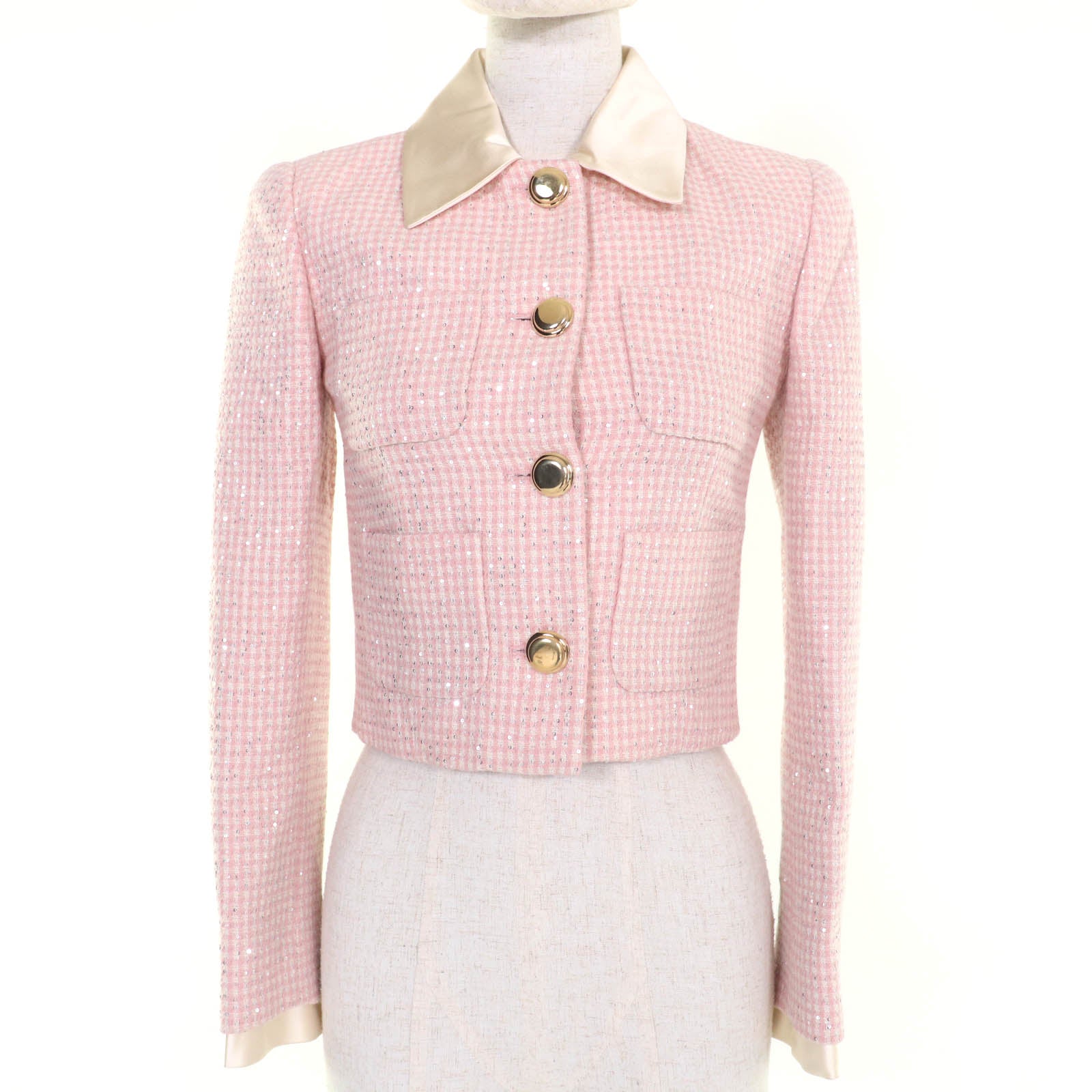 MiuMiu Cropped sequined tweed Virgin wool Jacket