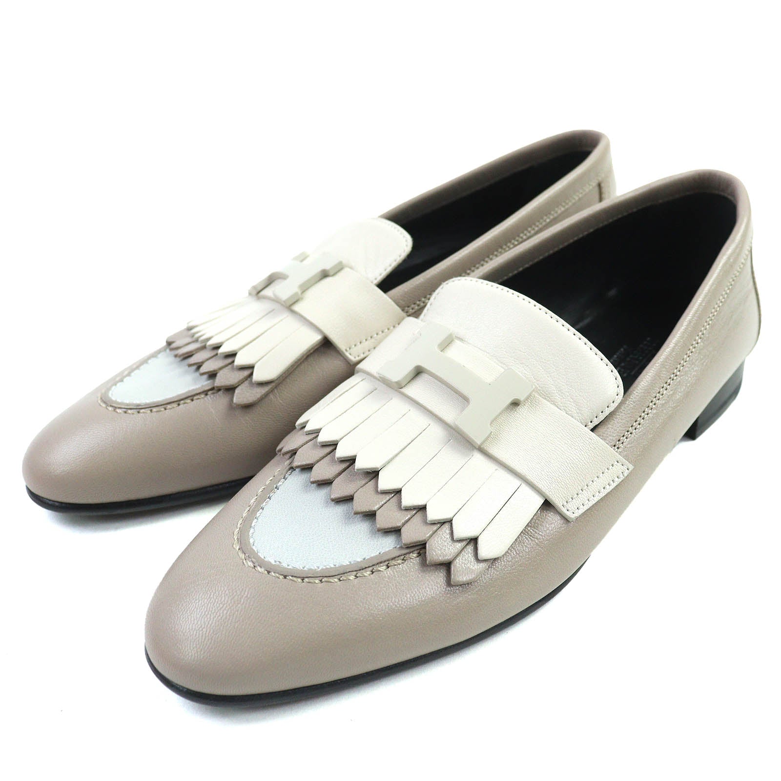 Hermes H logo Leather Loafers