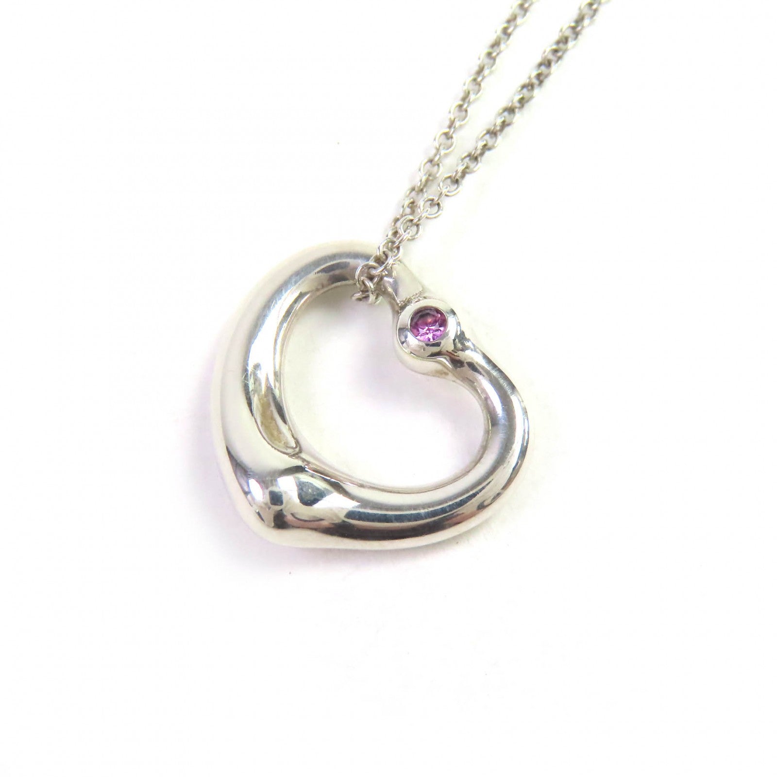 Tiffany&Co. Open Heart Pendant Silver Necklace