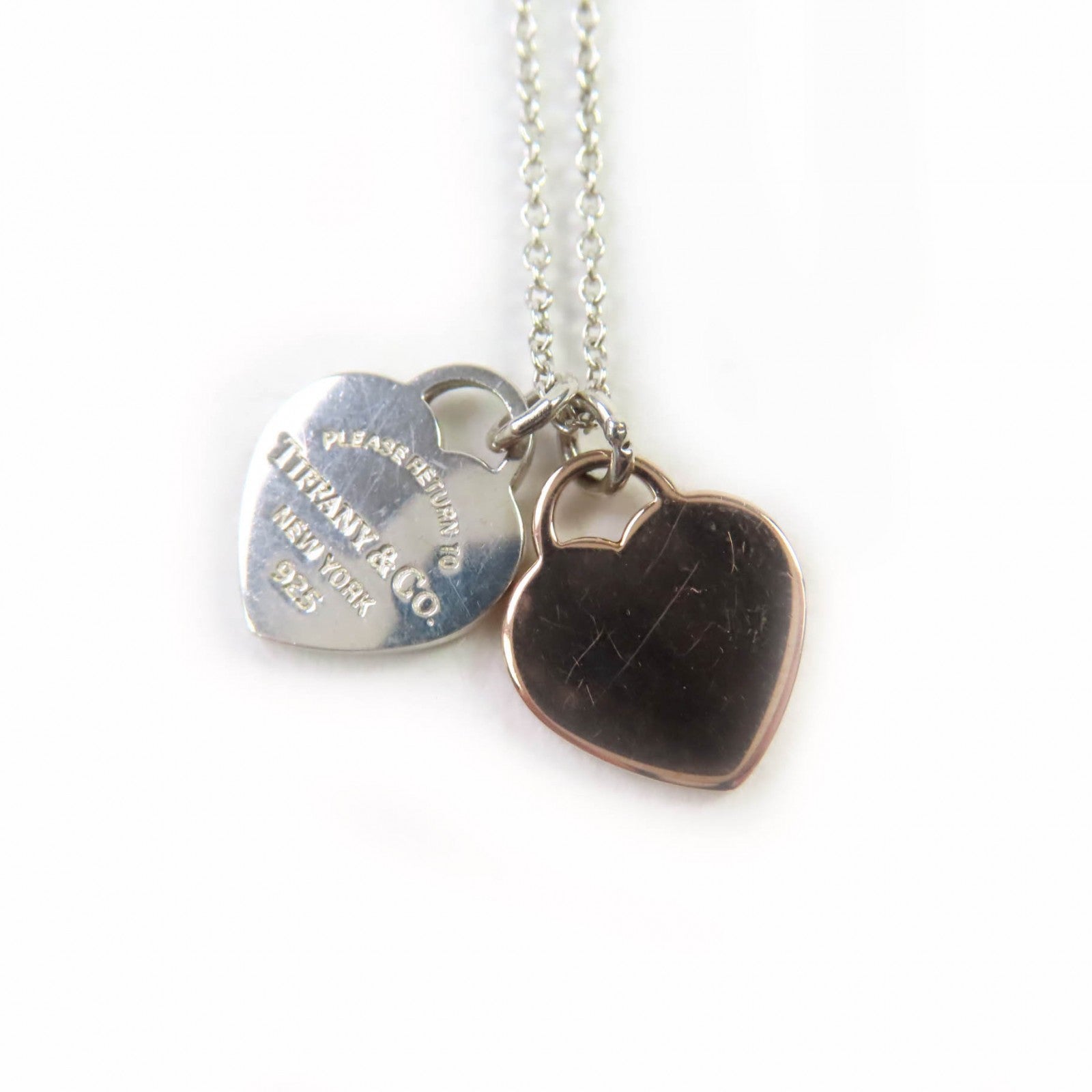 Tiffany&Co. Double Heart Tag Pendant AG925 Necklace