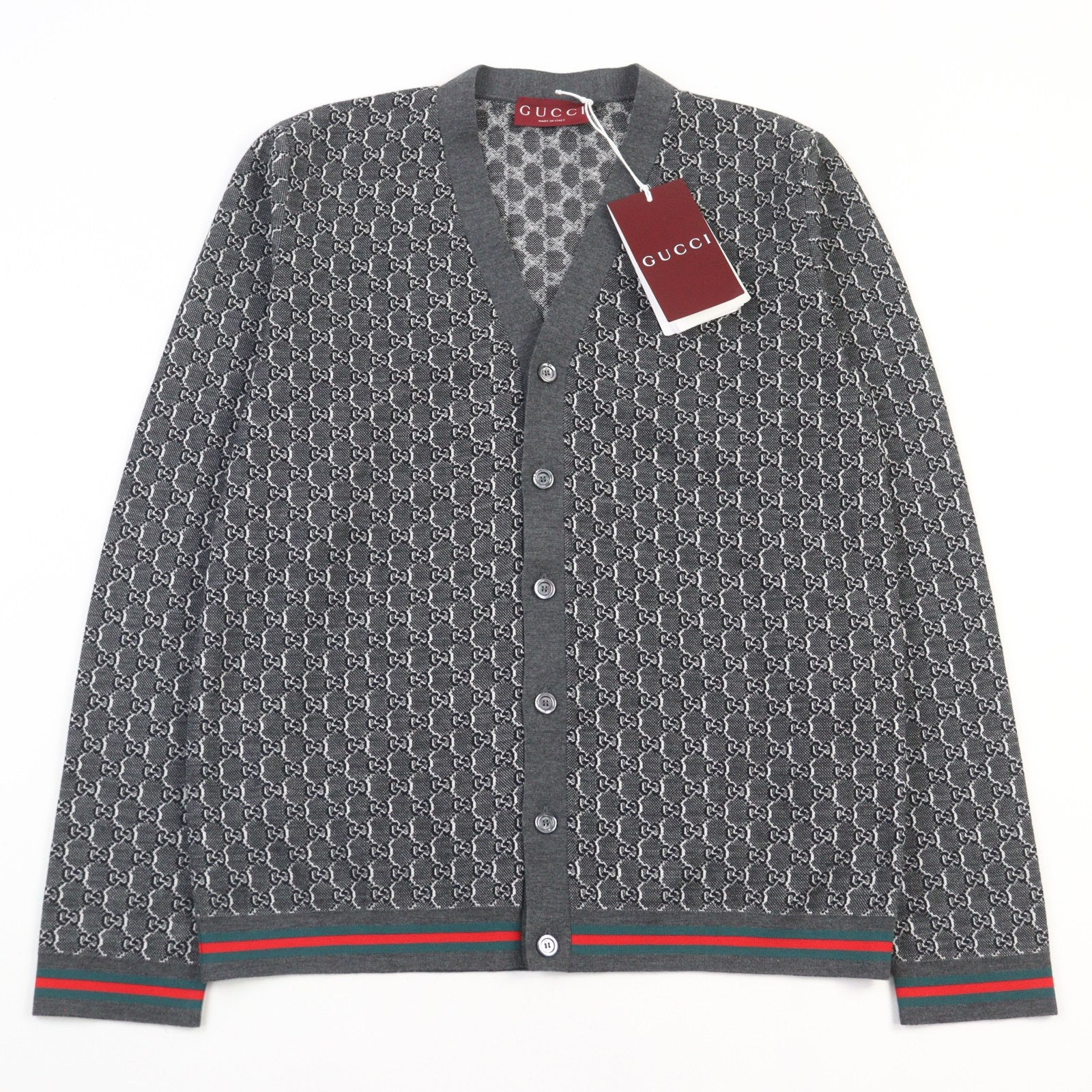Gucci GG Jacquard Silk Wool Cardigan