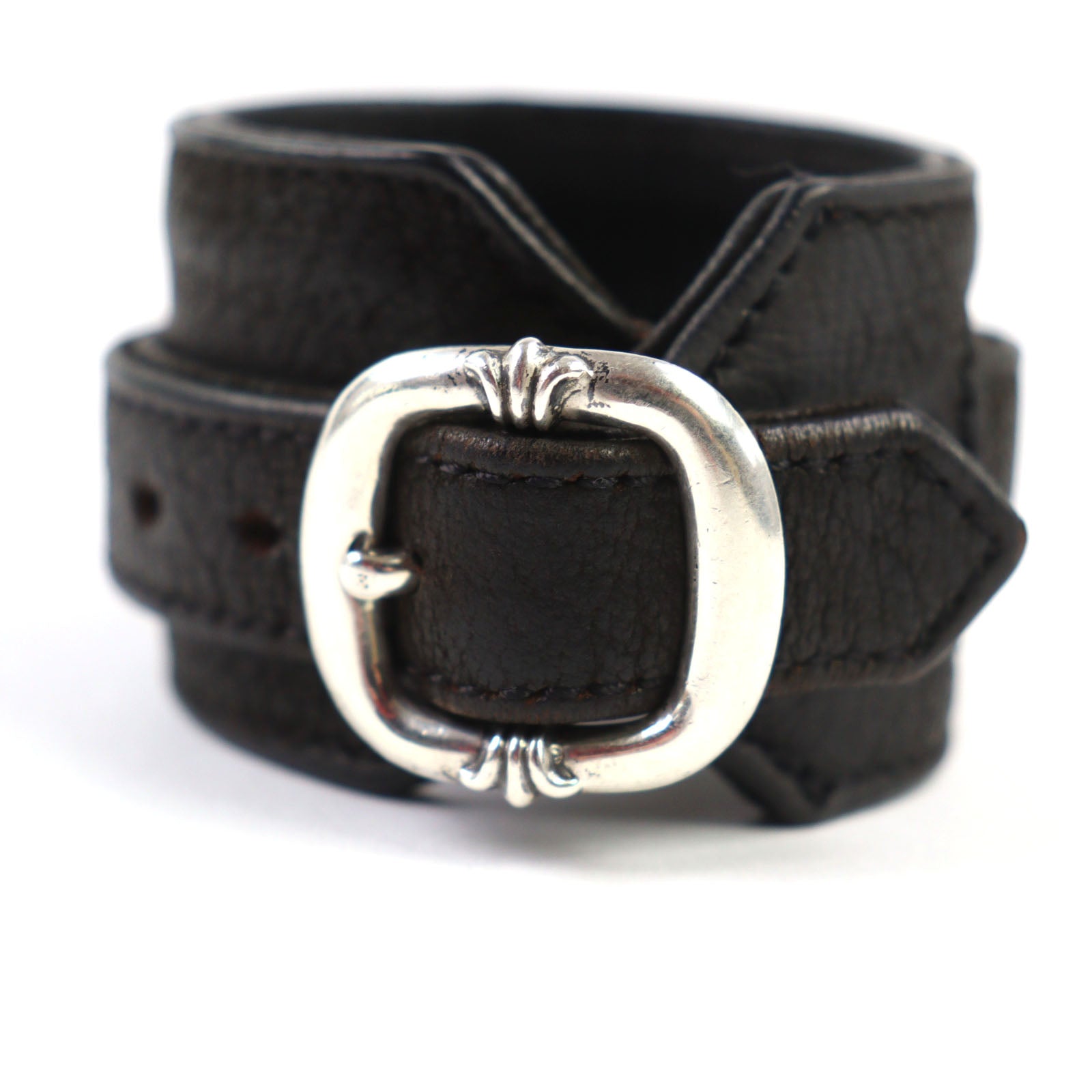 CHROME HEARTS RR TINY BUCKLE Leather Bracelet