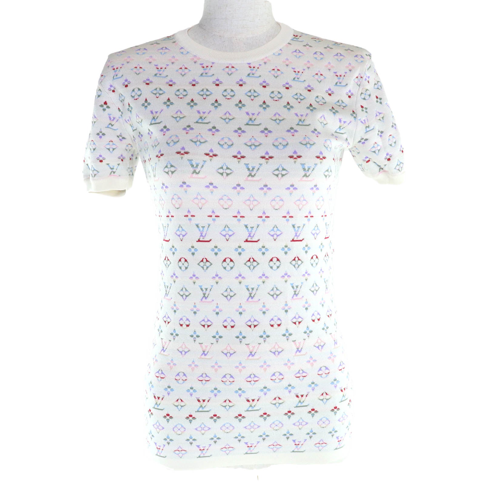Louis Vuitton Multi Silk Knit Short Sleeve Top