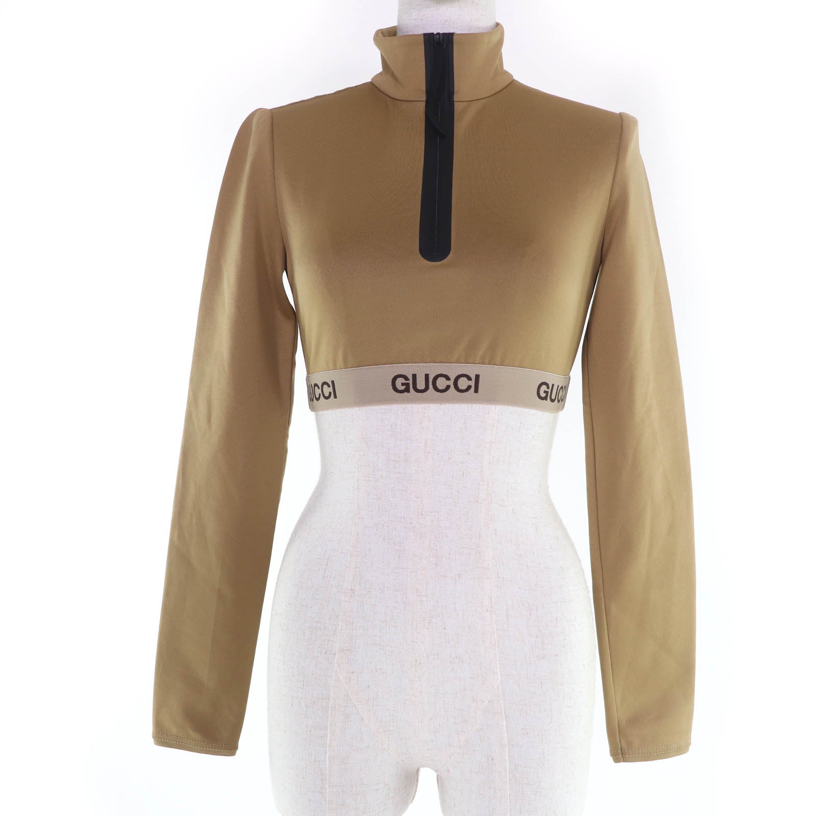 Gucci logo cropped long sleeve cotton blend T shirt