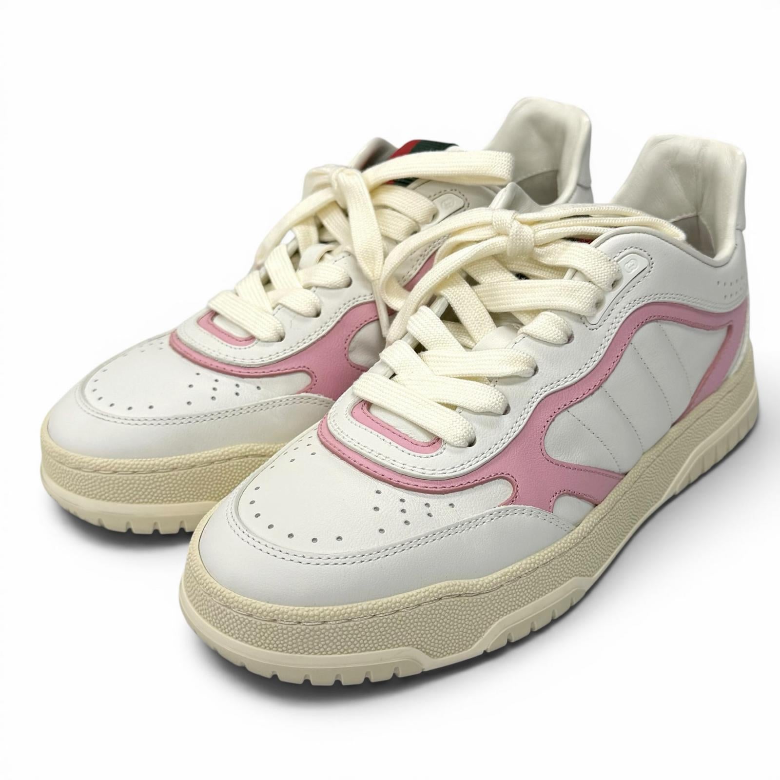 Gucci Reweb Logo Embroidered Leather Sneakers