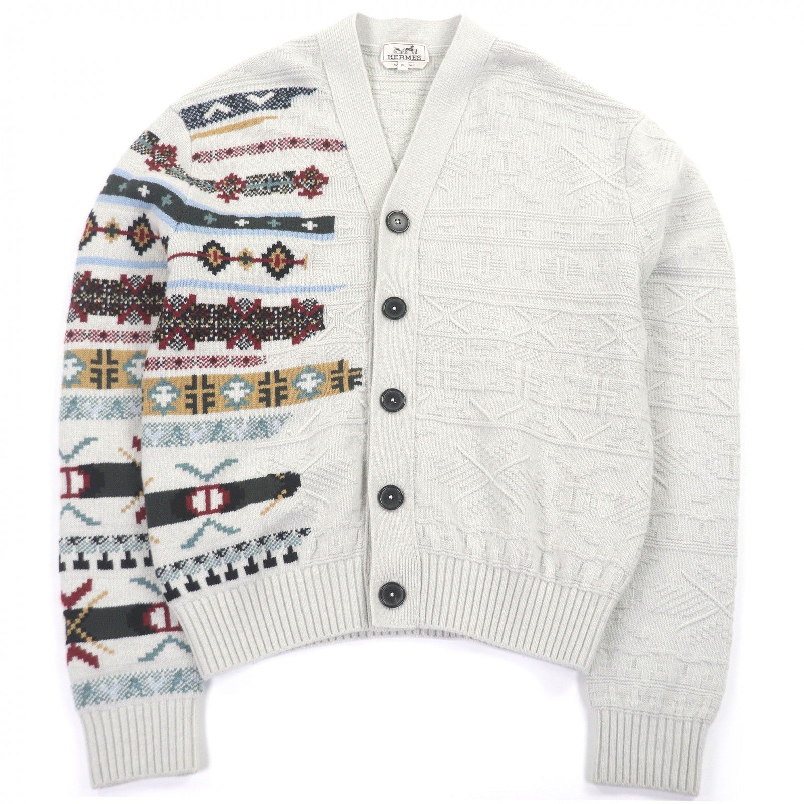 Hermes Chimayo Ortega Pattern Wool Cardigan M