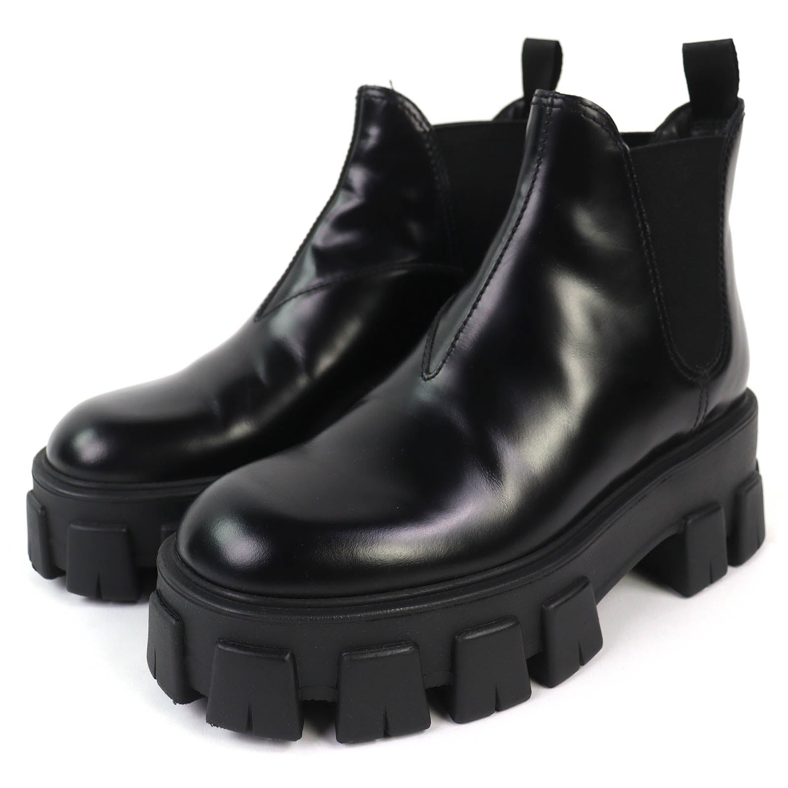 Prada Monolith Brushed Leather Boots
