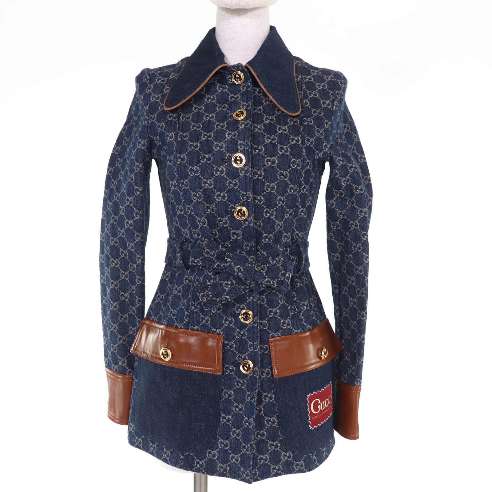 Gucci GG washed organic leather Denim Jacket