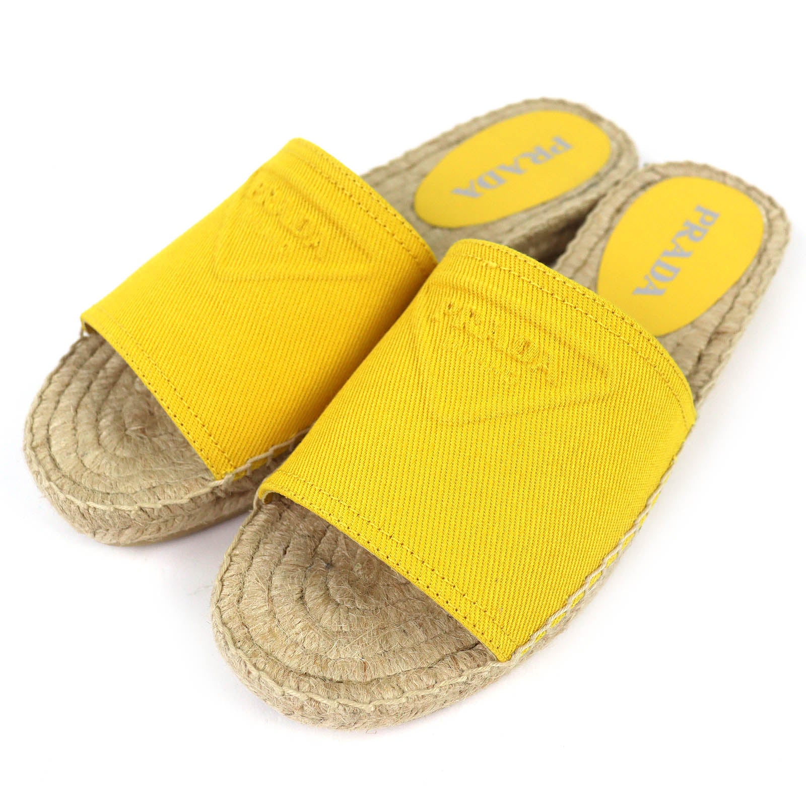 Prada Triangle Logo Canvas Espadrille Sandals
