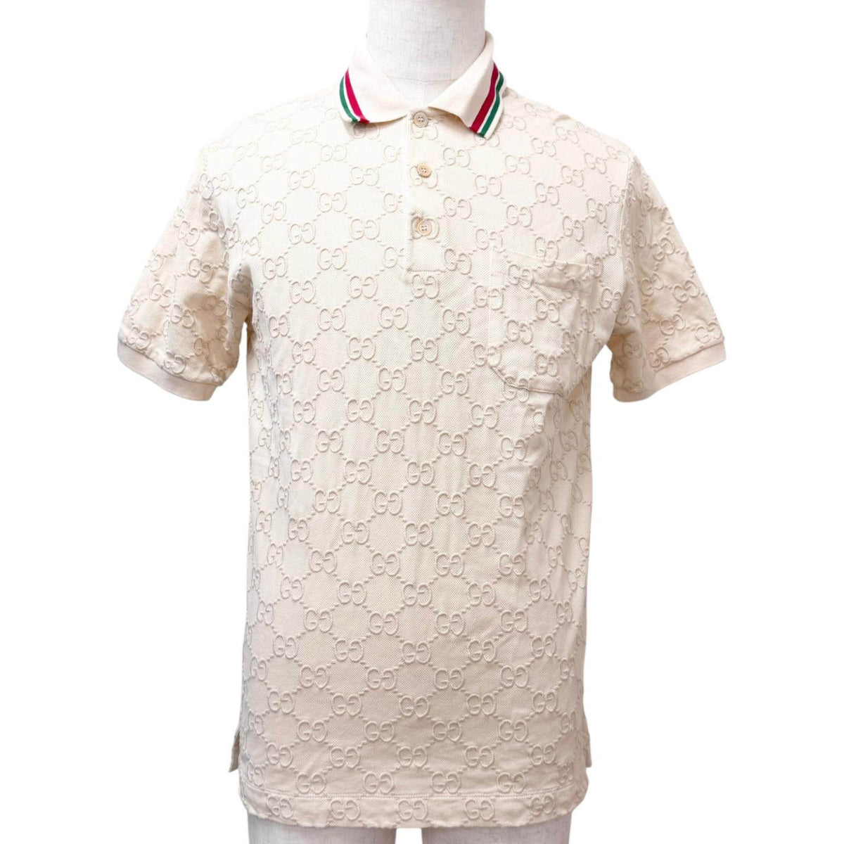 Gucci Web Stripe GG Cotton Pique Short Sleeve Polo Shirt