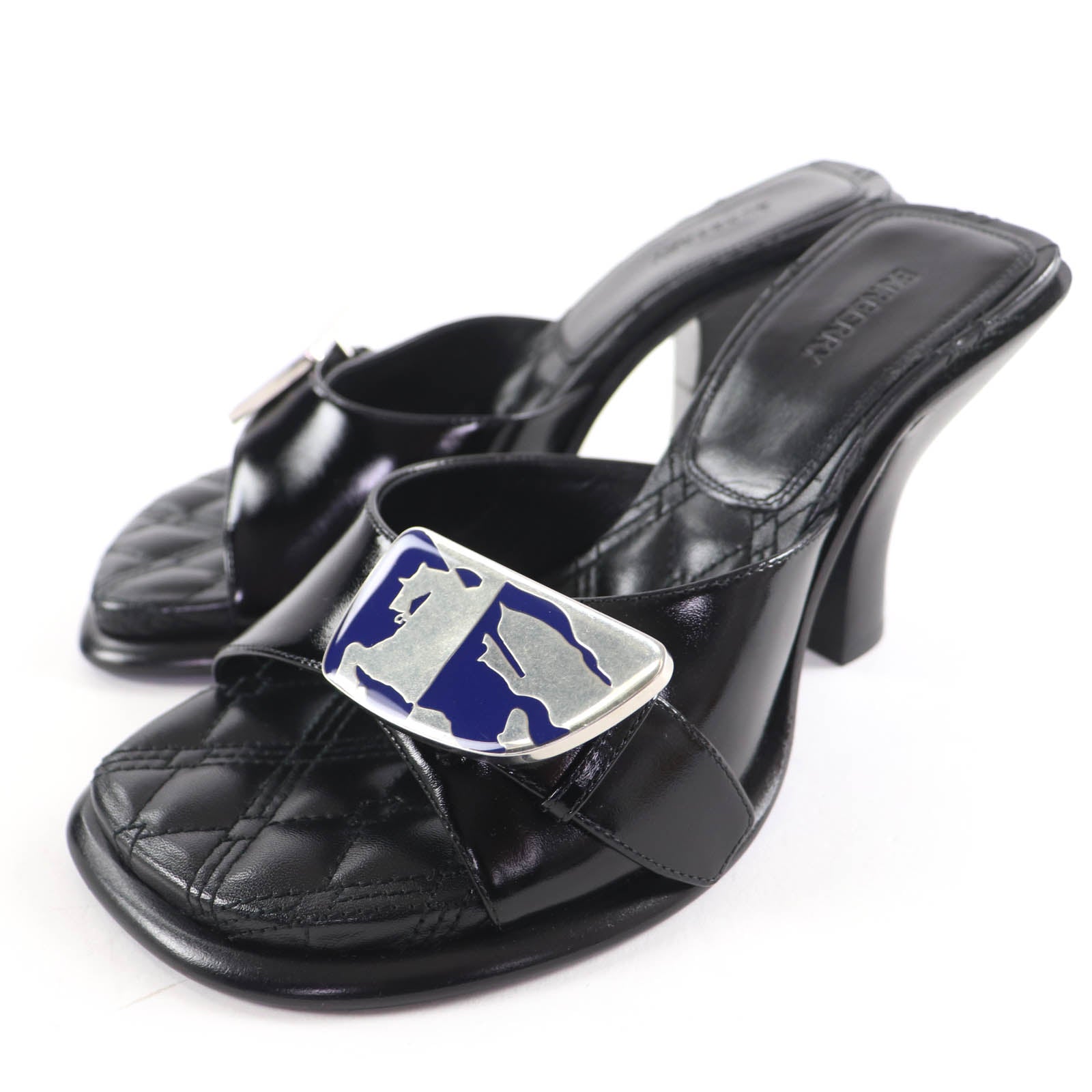 Burberry Logo Metal Leather Mules