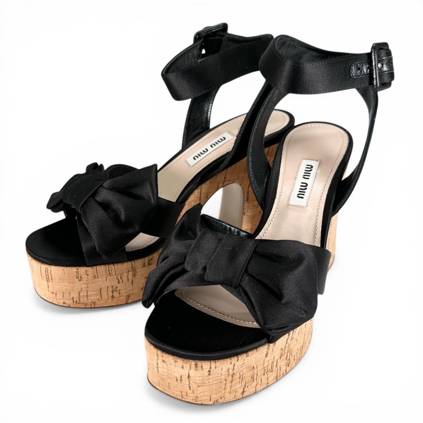 Miu Miu Satin Cork Sandals
