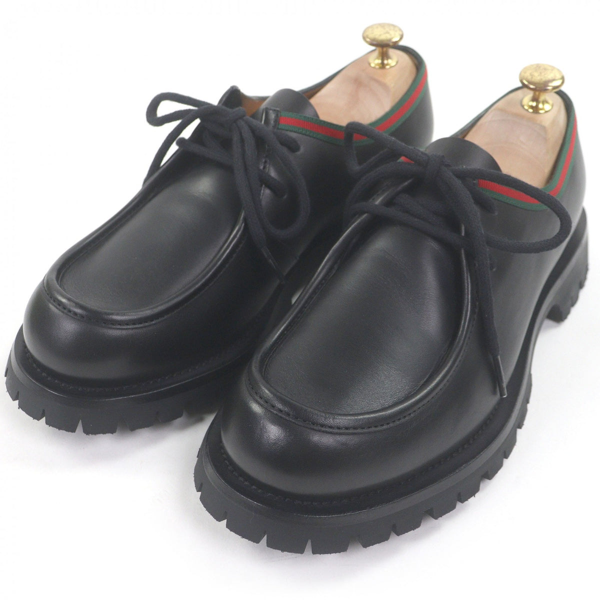 Gucci Web stripe Tyrolean leather derby shoes