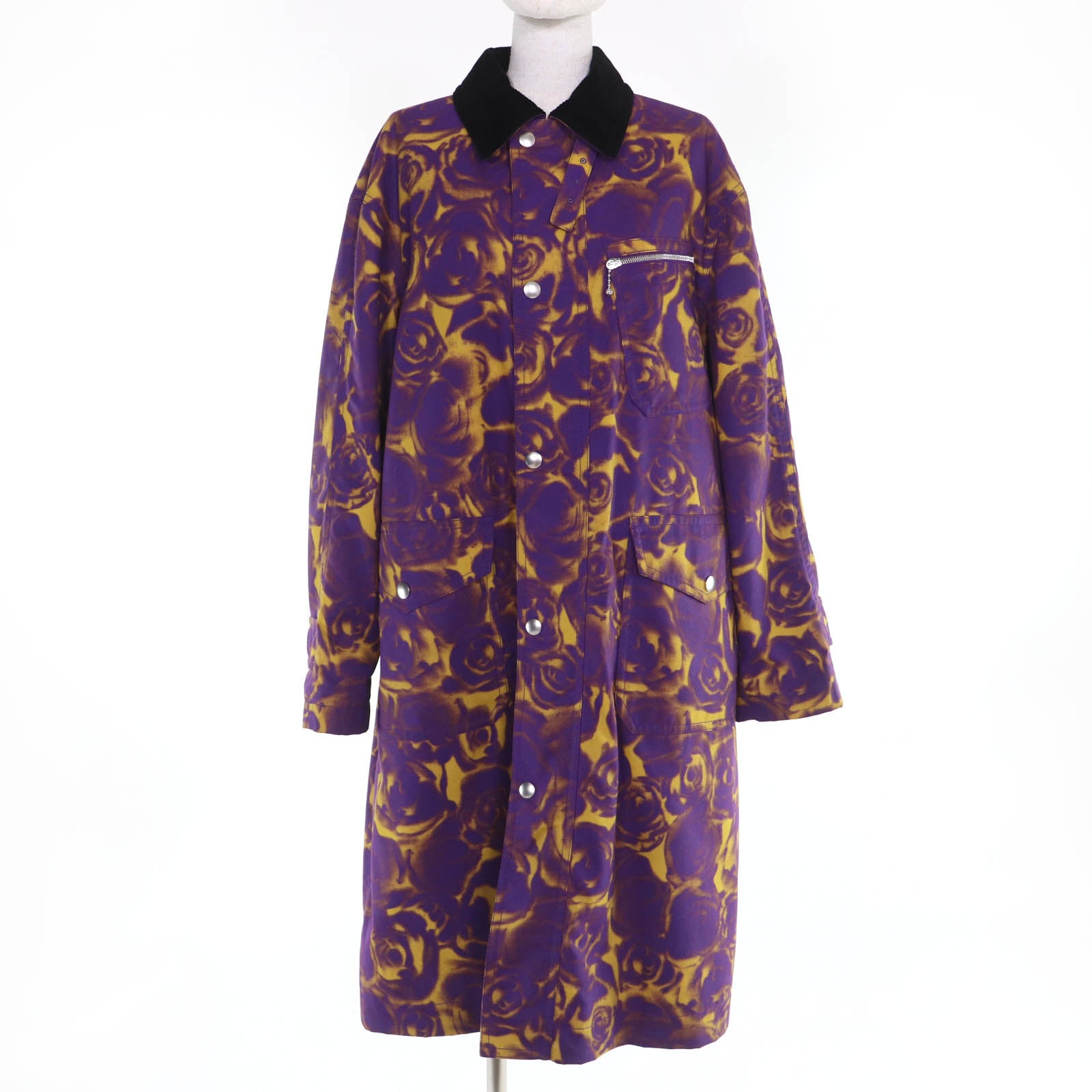 Burberry Rose Print Cotton Long Coat