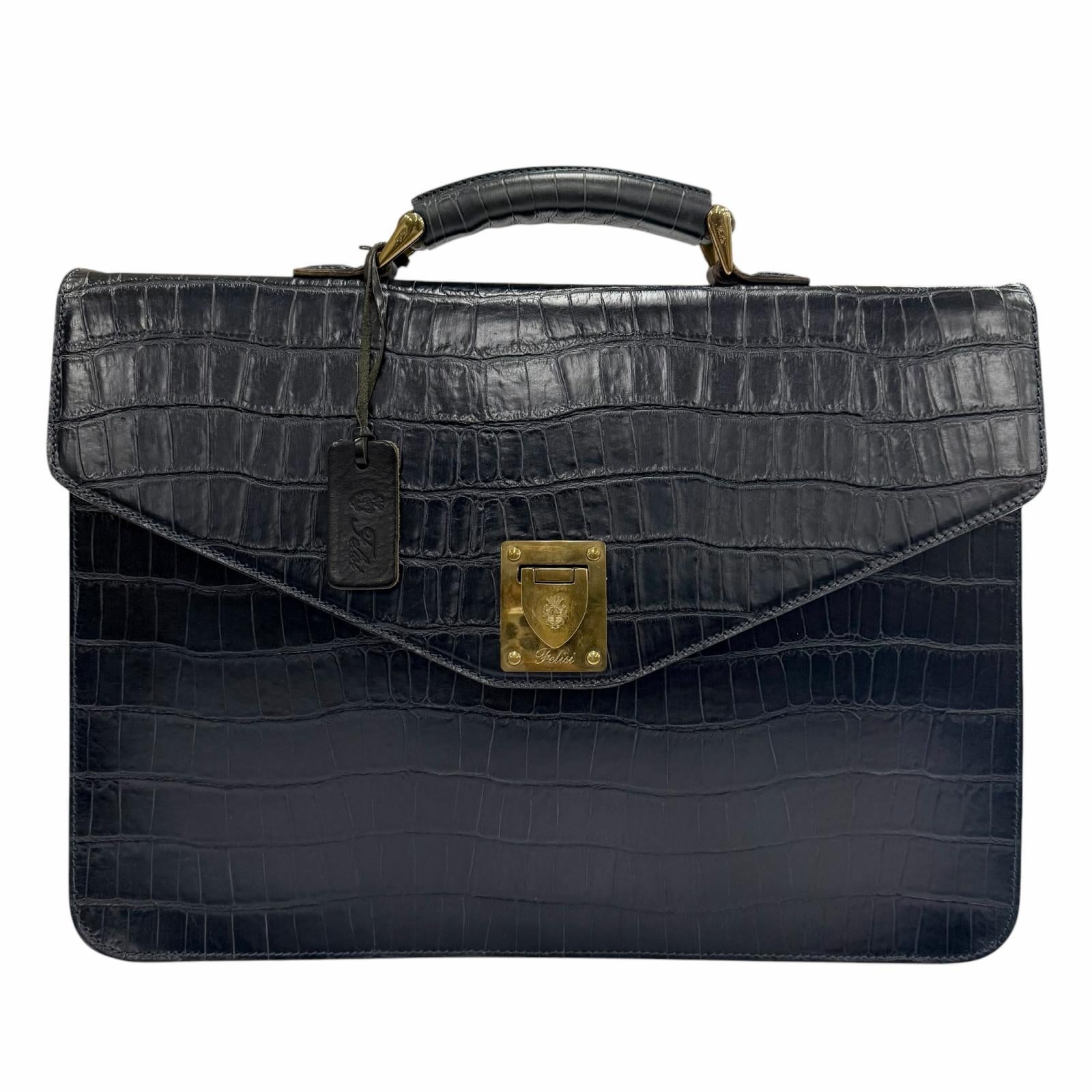 Felisi Crocodile Embossed Leather Briefcase