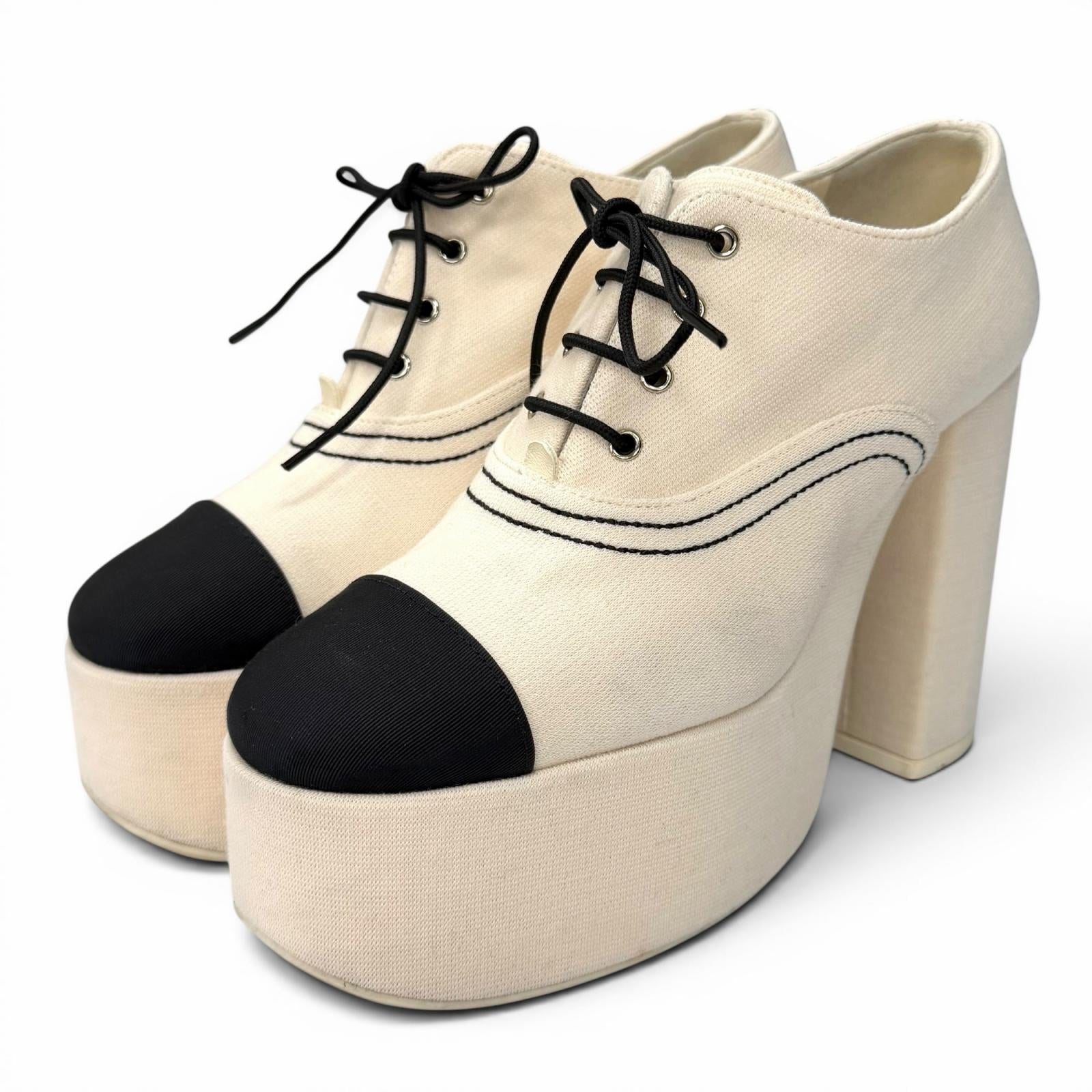 Chanel Rhinestone Lace Up Pumps