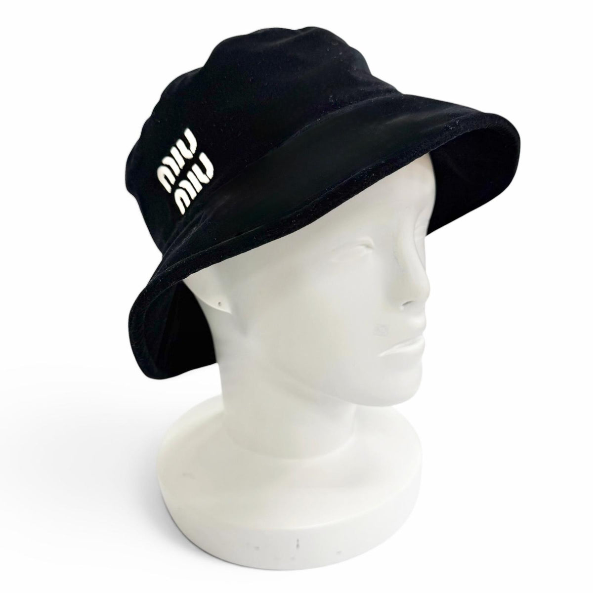 Miu Miu Logo Embroidered Velour Bucket Hat