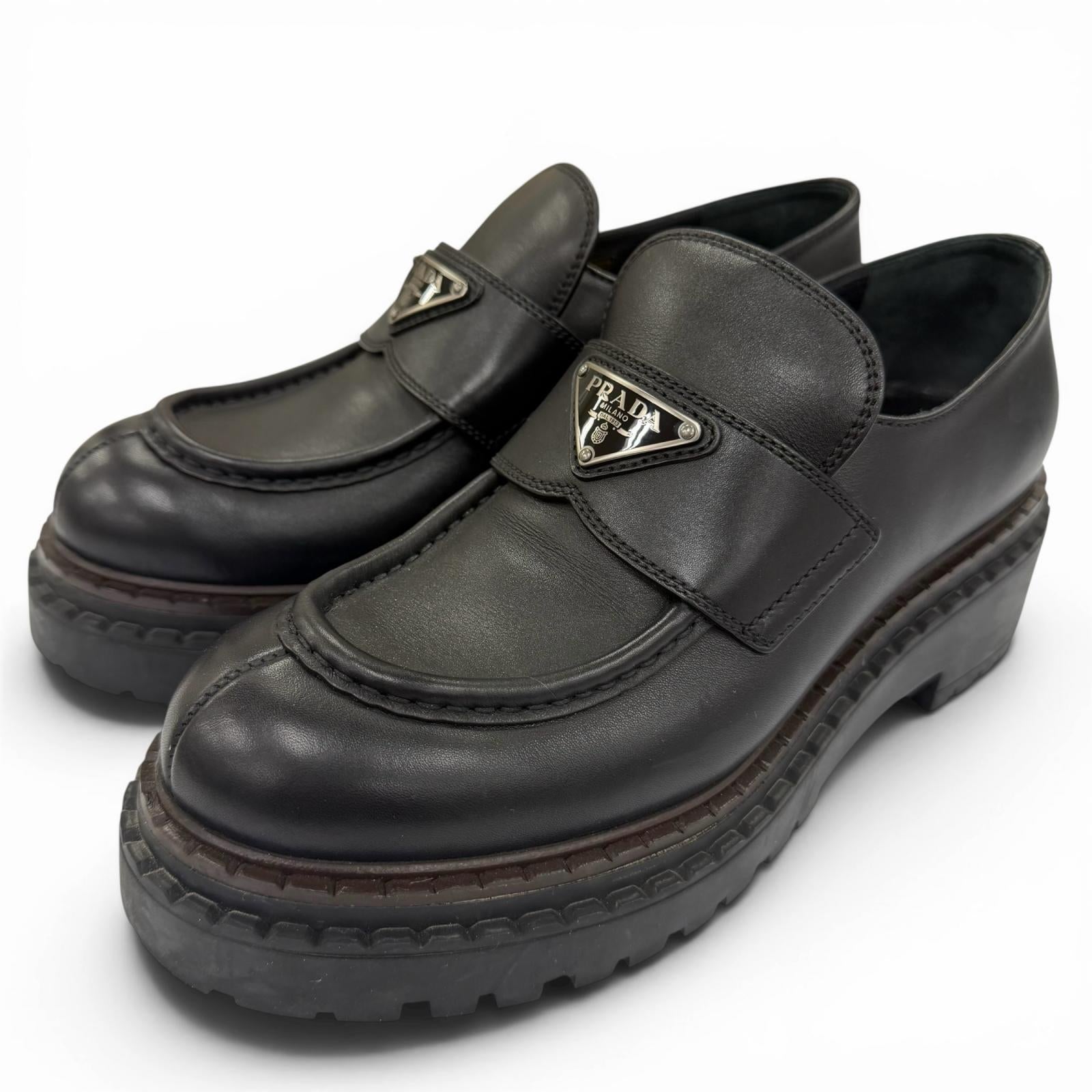 Prada Brushed Leather Loafers