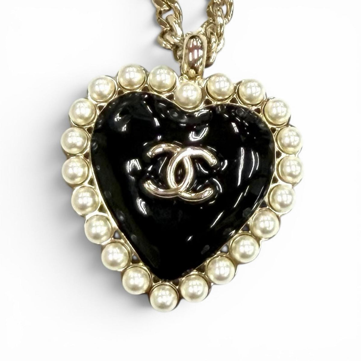Chanel Pearl Heart Pendant Necklace