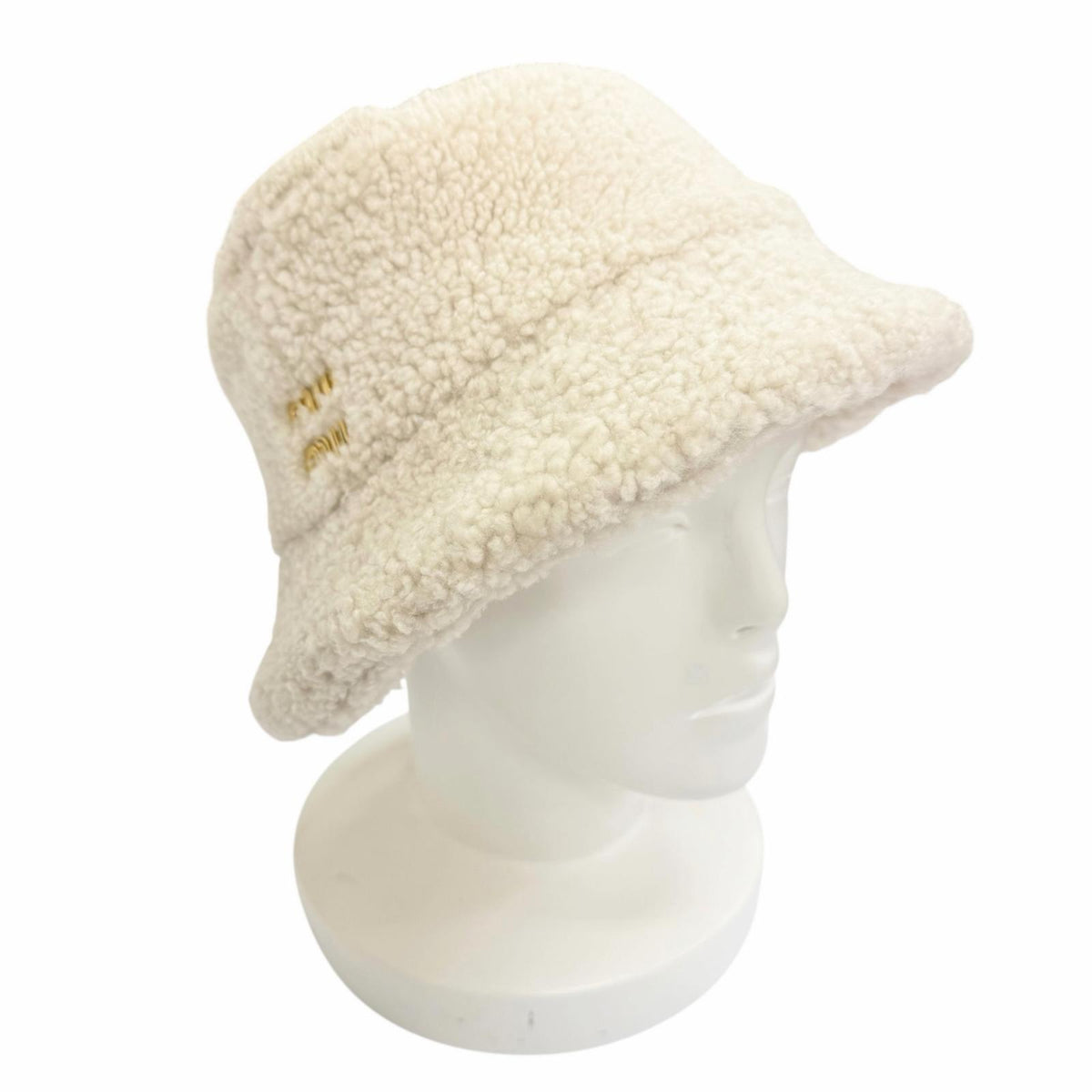 Miu Miu Logo Sheepskin Bucket Hat