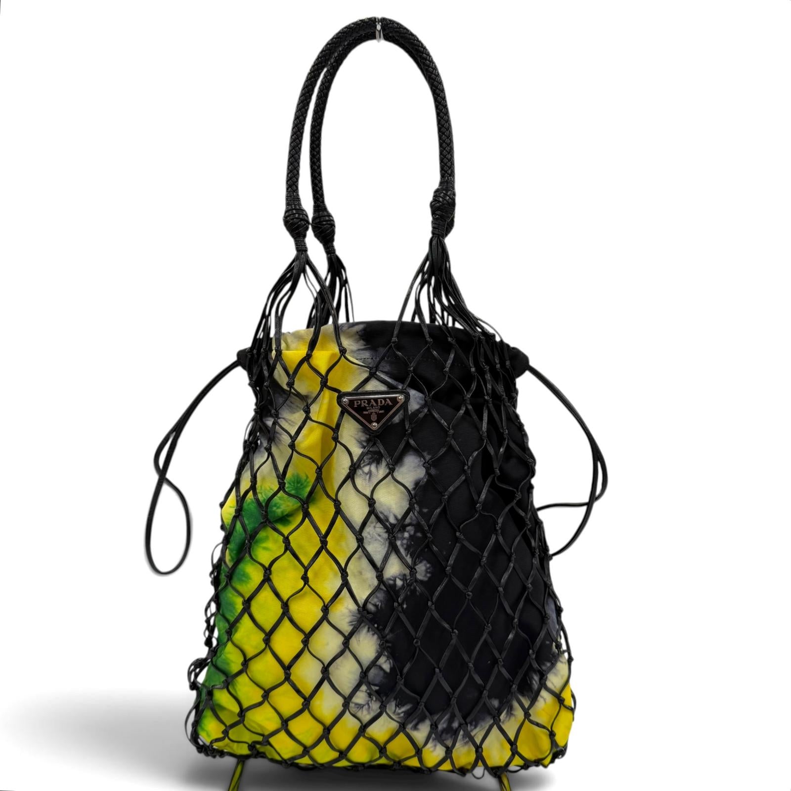 Prada Nylon Leather Tote Bag
