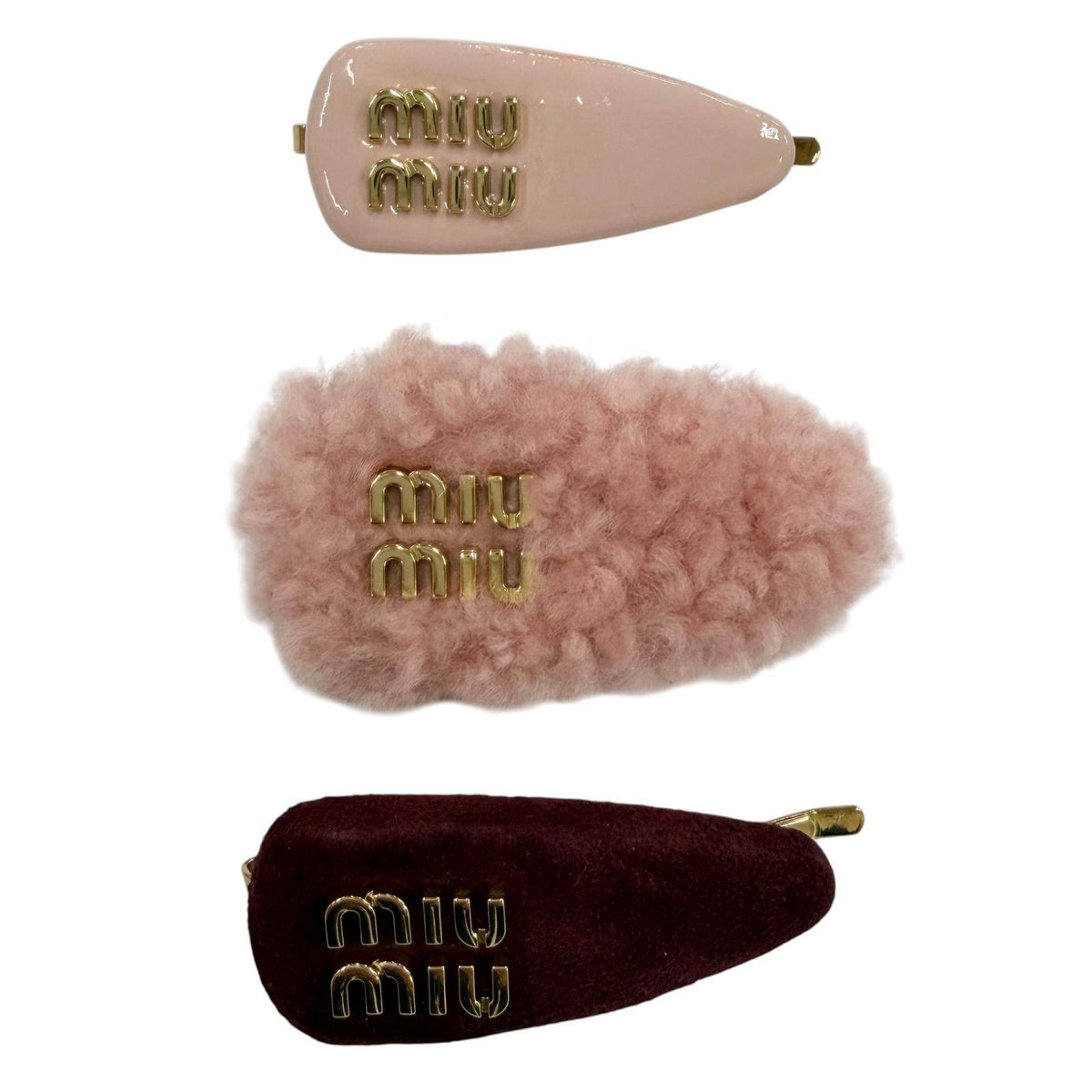 Miu Miu Leather Hair Clip Set