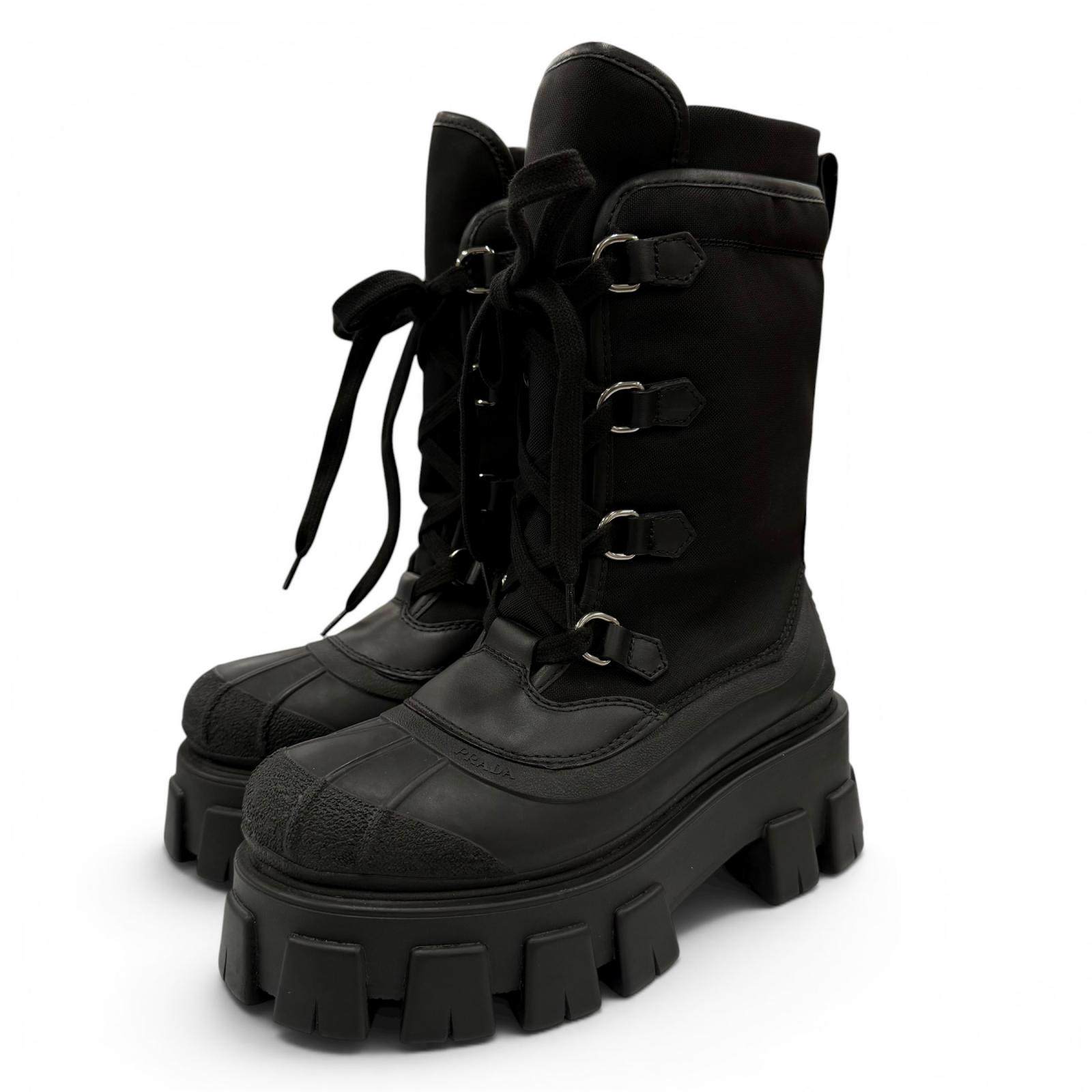 Prada Monolith Lace Up Boots
