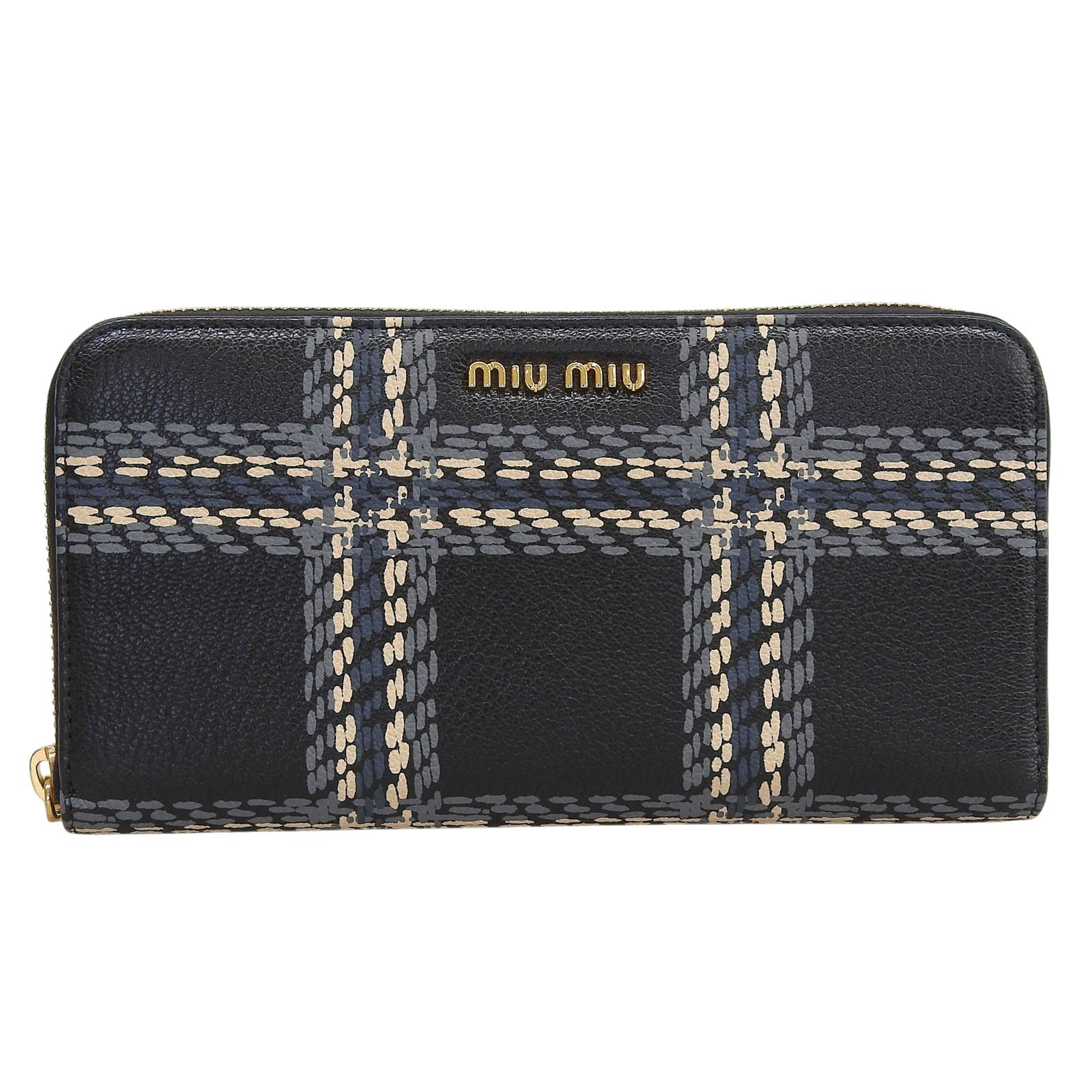 Miu Miu Madras St.Check Leather Long Wallet