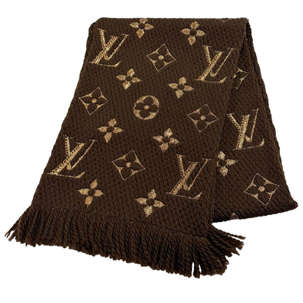 Louis Vuitton Escale Logo Mania Shine Monogram Wool Silk Polyester Scarf