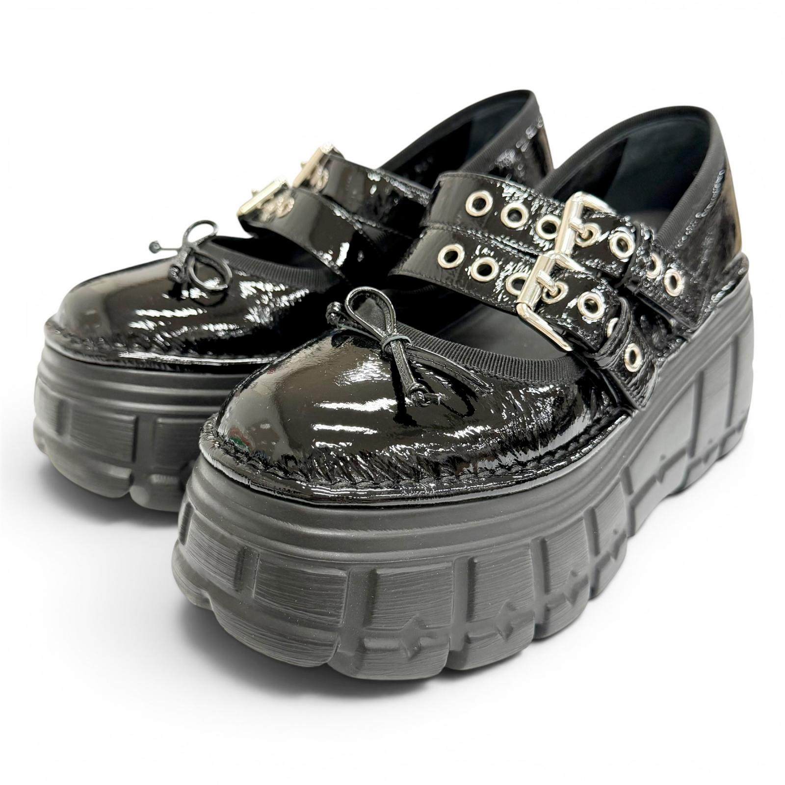 Miu Miu Naplack Patent Platform Ballerina Loafers
