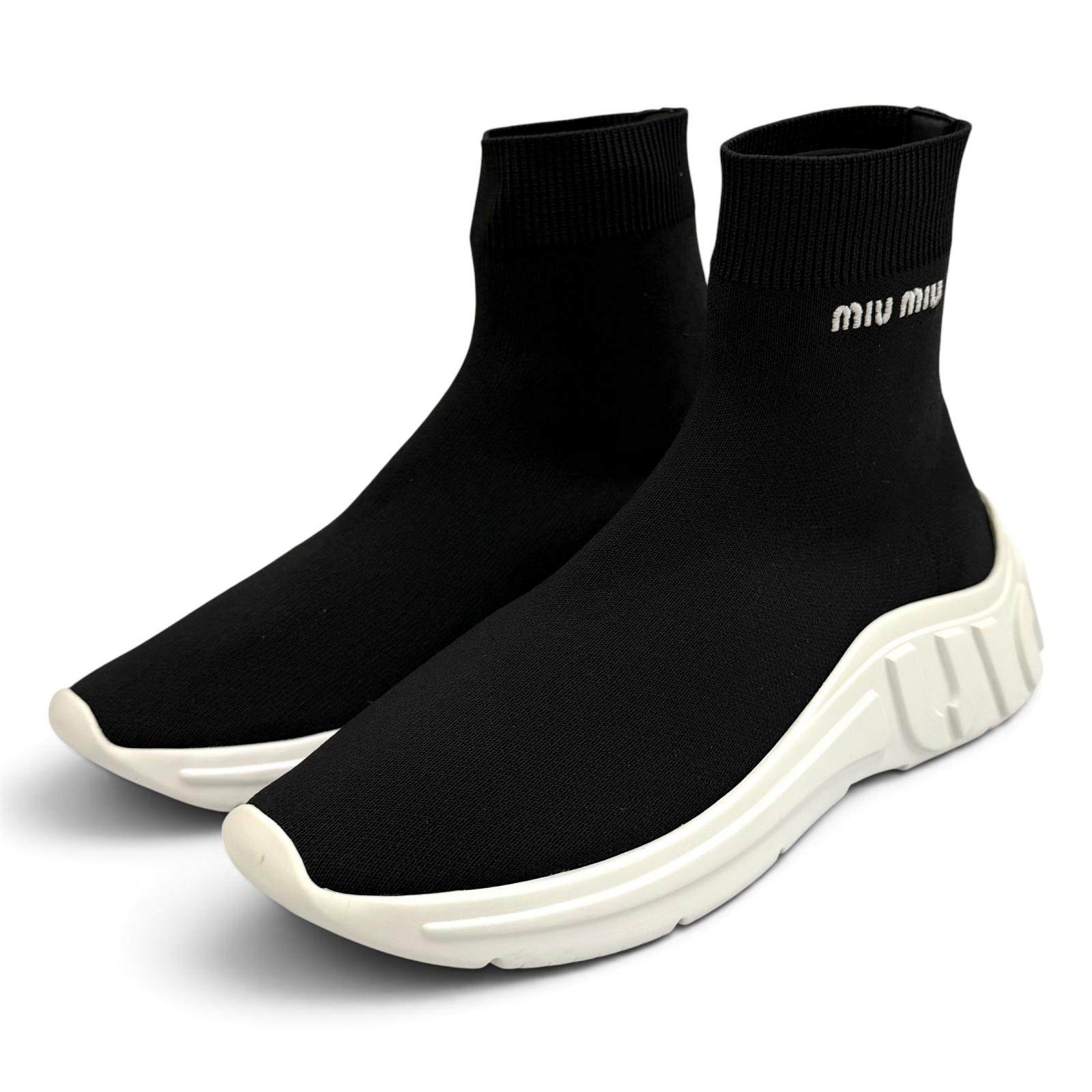 Miu Miu Logo Knit Sneakers