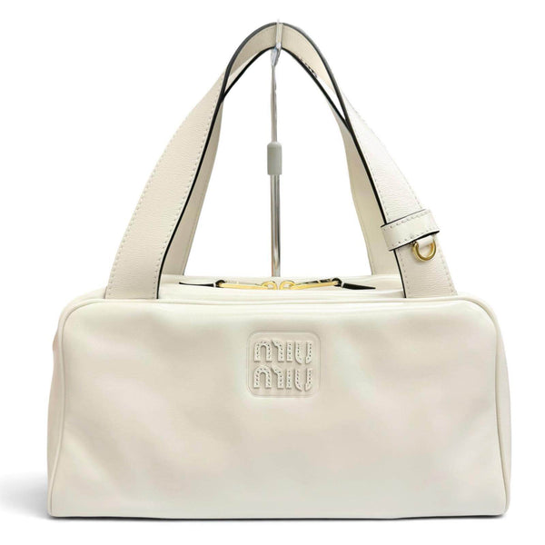 Miu Miu Logo Shine Calf Leather Handbag