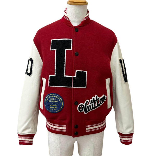 Louis Vuitton Blouson Applique Leather Sleeve Varsity Jacket