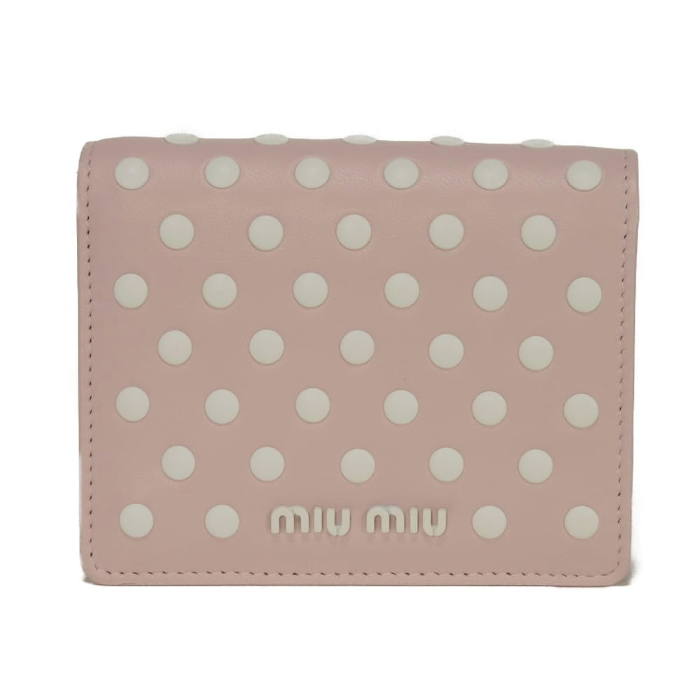 MIUMIU Dot Studs Nappa Leather Compact Wallet