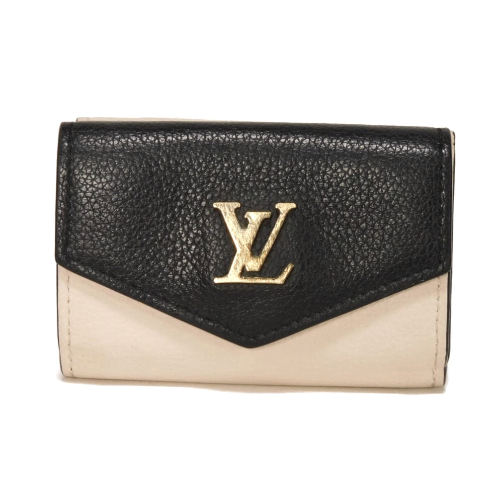 Louis Vuitton Portefeuille Lock Mini Grained Calf Leather Trifold Wallet