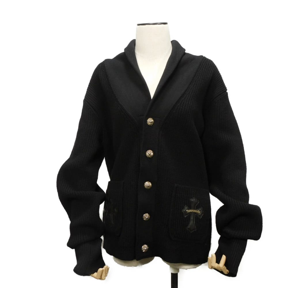 Chrome Hearts Leather Cross Patch Knit Cardigan