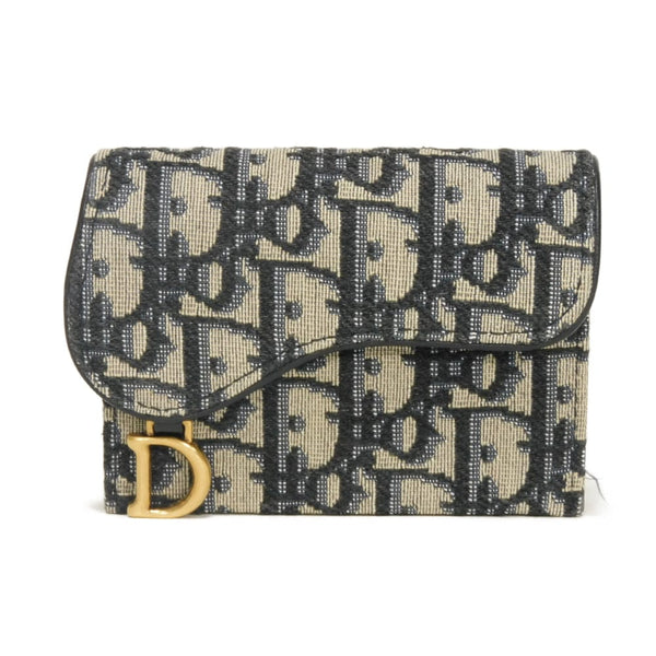 Dior Saddle Jasmine Oblique Jacquard Canvas Calfskin Card Holder