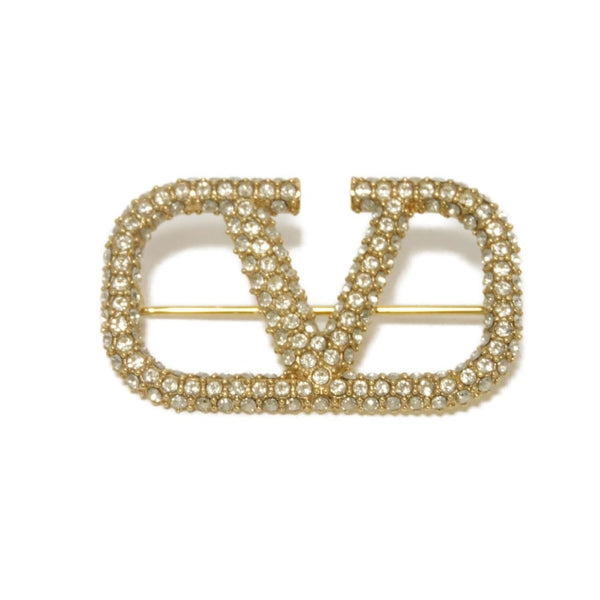 VALENTINO VLogo Signature Crystal Brooch
