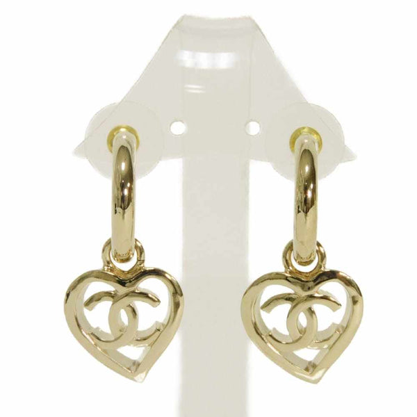 Chanel Heart Coco Mark Hoop Swing Earrings