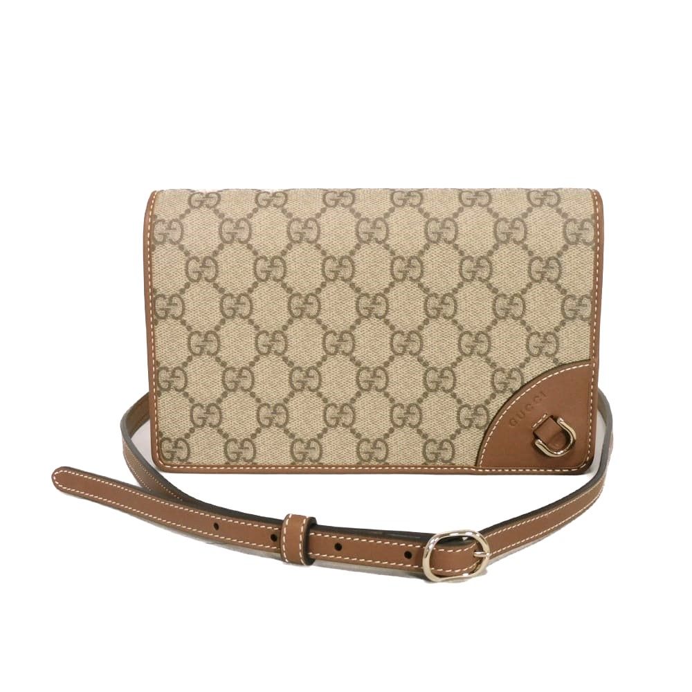 Gucci GG Emblem GG Supreme Calf Leather Shoulder Bag