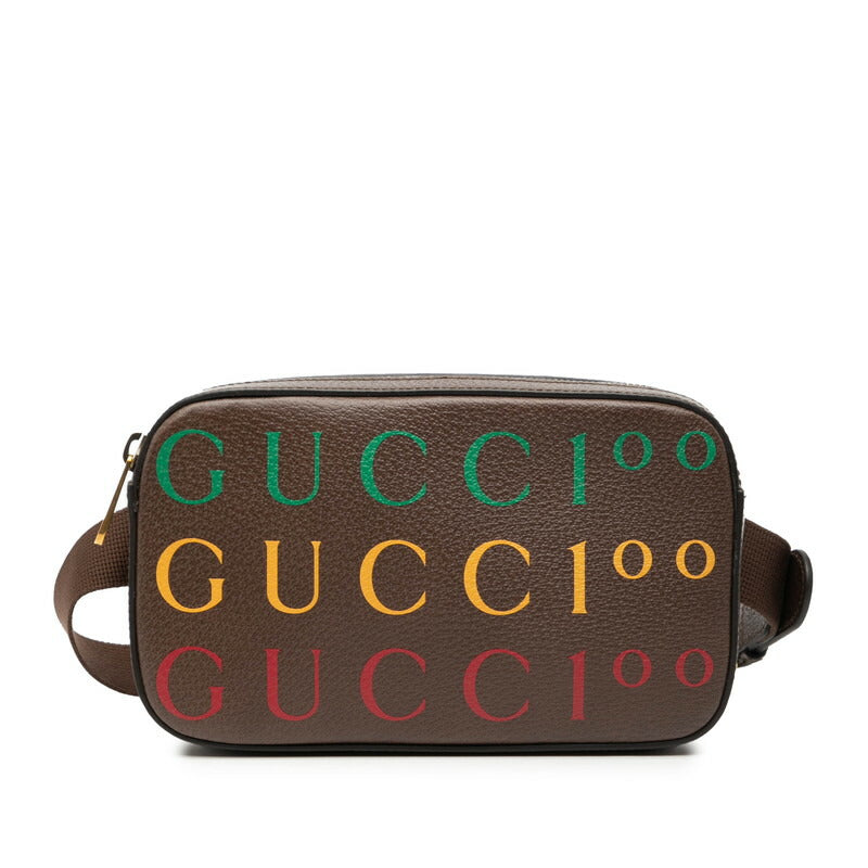 Gucci 100th Anniversary Logo Leather Waist Bag