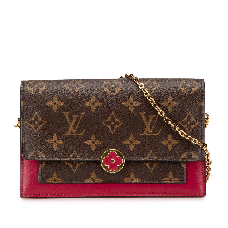 Louis Vuitton Portefeuille Floral Monogram Chain Wallet Shoulder Bag